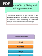 Procedure Text / Giving and Asking Instruction