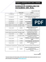 B.Tech/B.Arch/ Int. M.SC.: Tentative Schedule of Counselling For