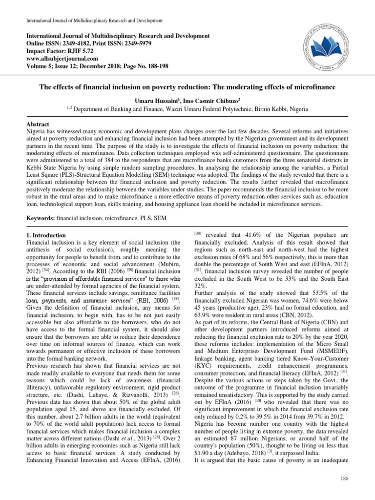 Financial Inclusion's Role in Poverty Reduction | PDF | Microfinance ...