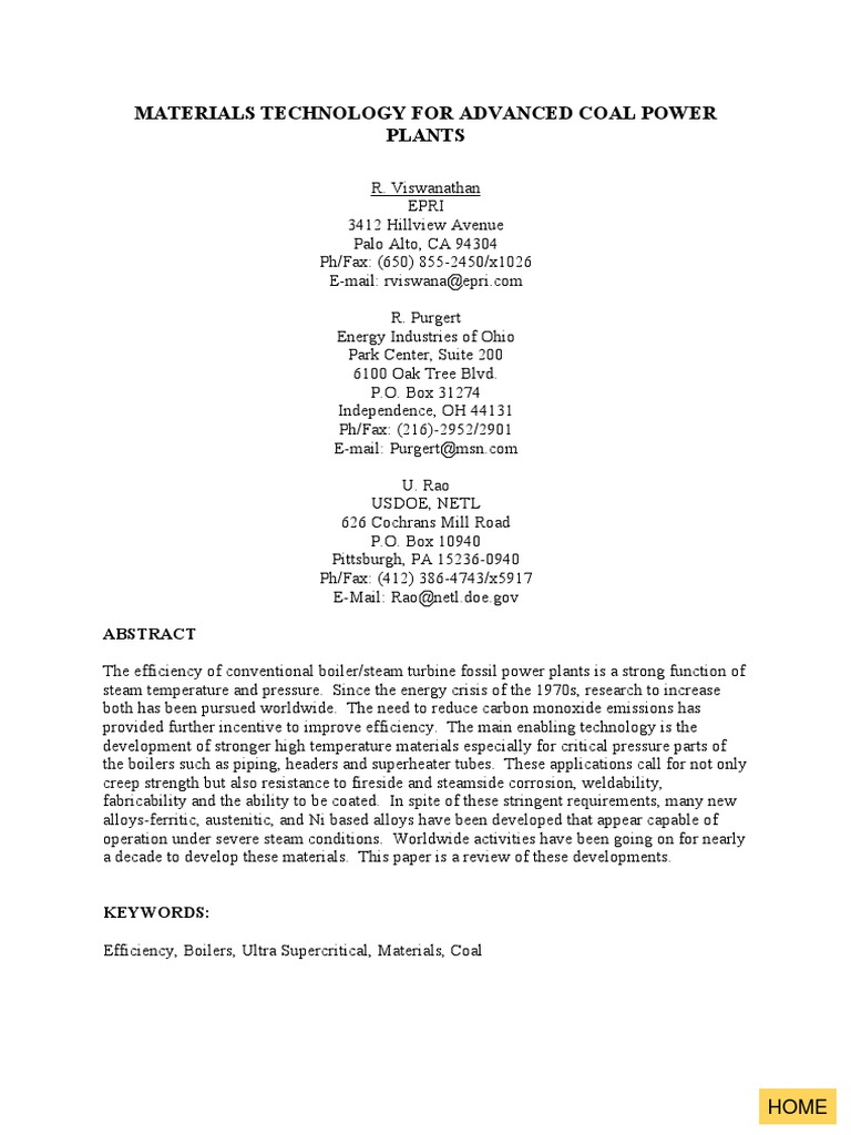 Materials Technology Developments for Advanced Ultra-Supercritical Coal ...