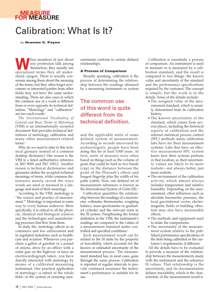 Calibration What Is It | PDF | Calibration | Metrology