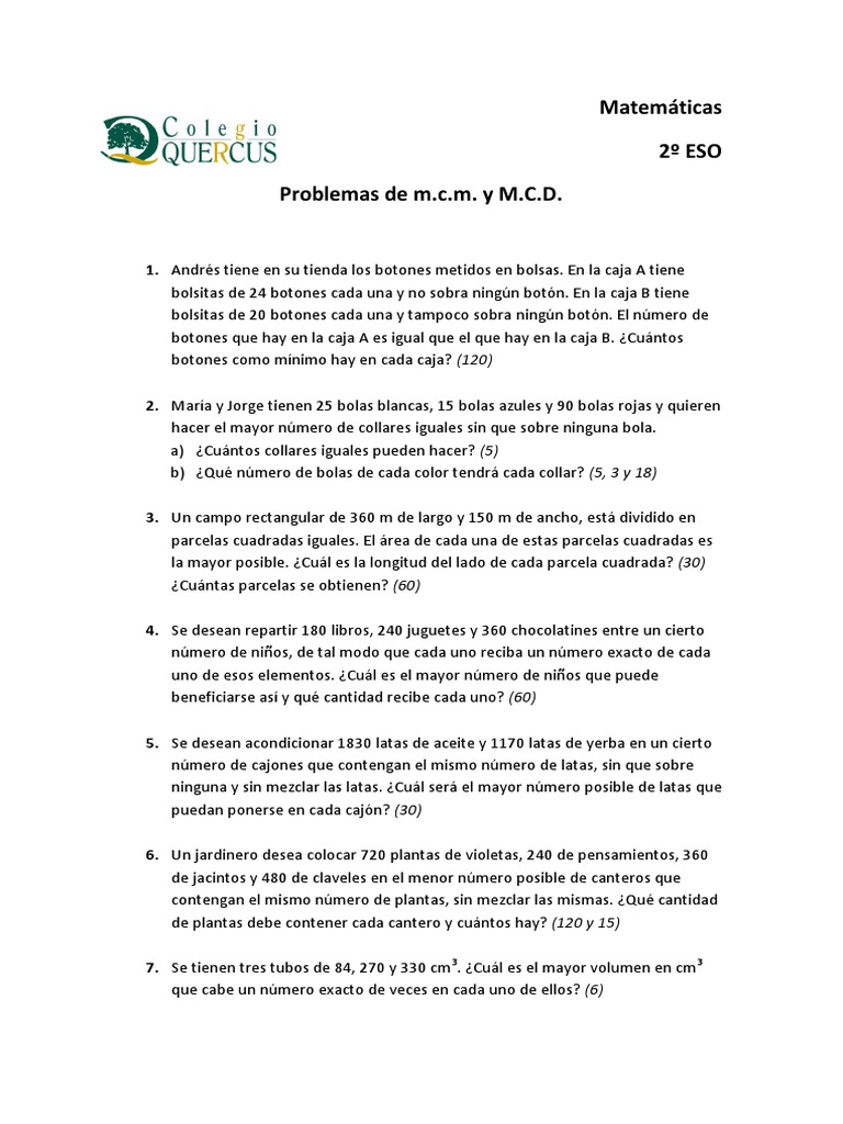 Problemas de MCD | PDF | Deportes | Ocio