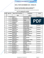 Departmental Tests November 2018 - Results