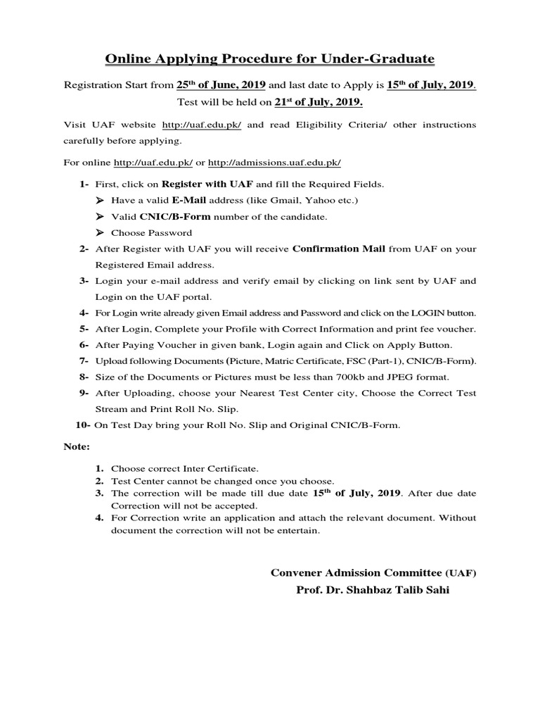 UAF Undergraduate Entry Test Procedure | PDF | Career & Growth ...