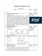 Structural Analysis Lab: ASLE115 (Specification