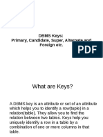 DBMS Keys: Primary, Candidate, Super, Alternate and Foreign Etc
