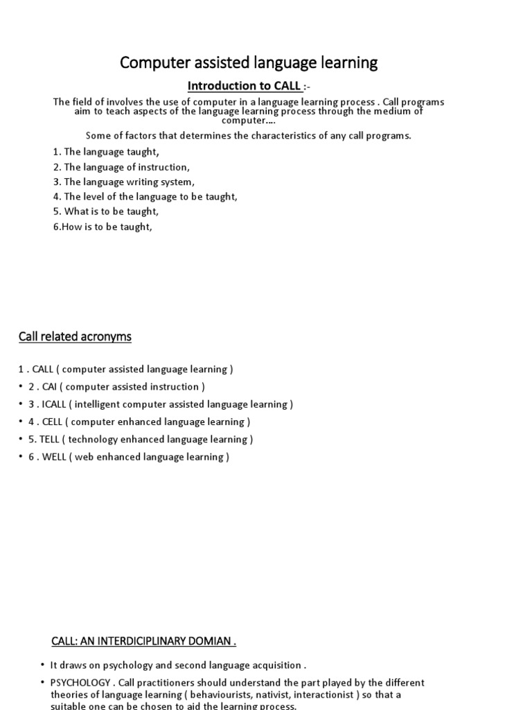 Understanding Computer Assisted Language Learning | PDF | Second ...