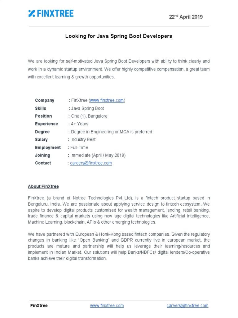Java Spring Boot Developer Role | PDF