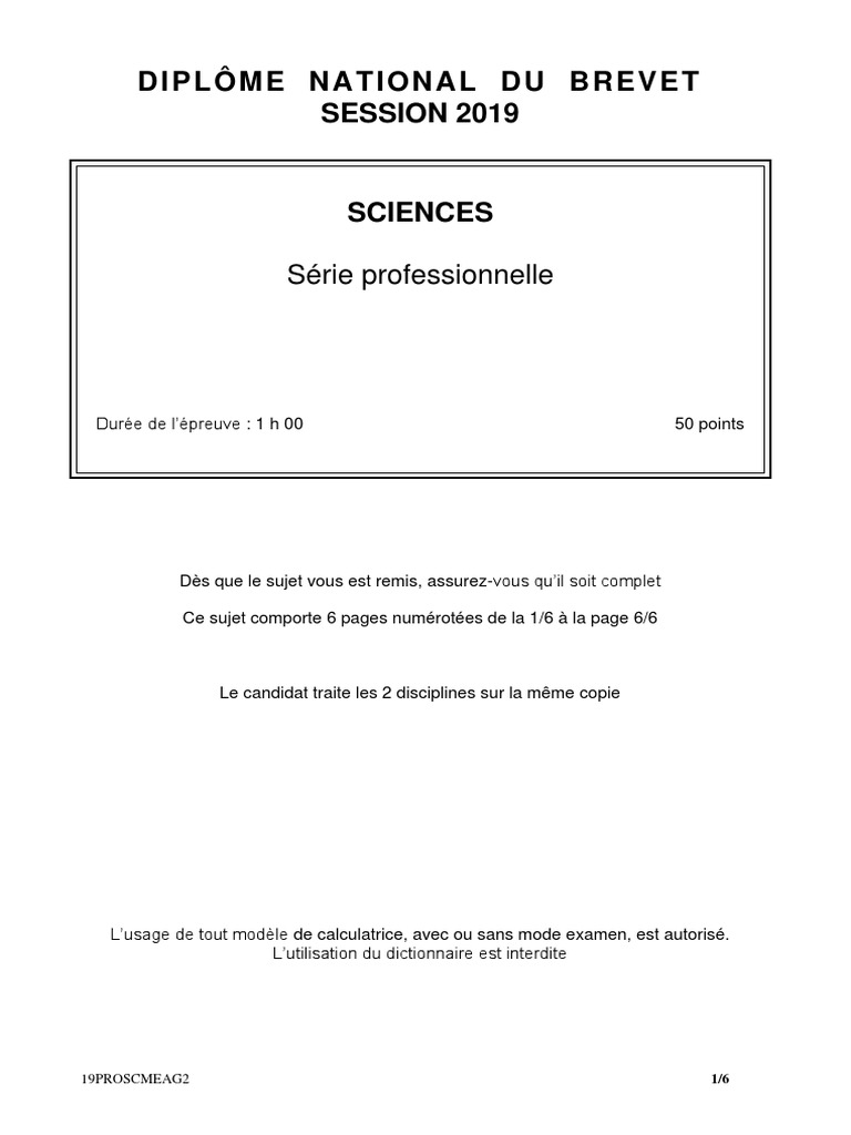 Brevet 2019 Maths Sujet Et Corrigé Pdf Brevet 2019 Sujet Sciences Serie Pro | PDF | Grippe | Vaccination