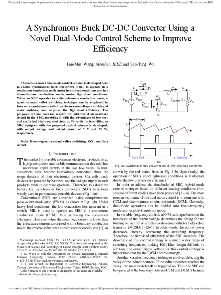 Dual-Mode Control for Synchronous Buck Converters | PDF | Inductor | Mosfet