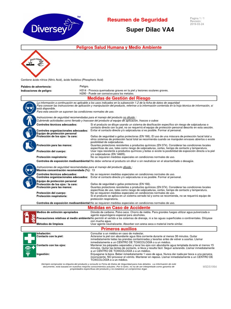 Ficha Técnica Super Dilac Va4 | PDF | Química | Naturaleza