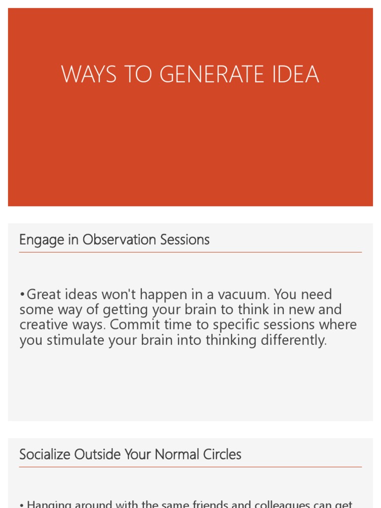 Creative Idea Generation Techniques | PDF | Brainstorming | Thought