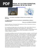 BORIS - DISCURSO PARA O FÓRUM MUNDIAL DE CULTURA ESPIRITUAL