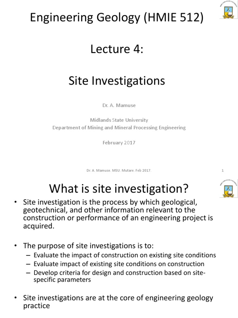 Geotechnical Site Investigation Overview | PDF | Geology | Geotechnical ...