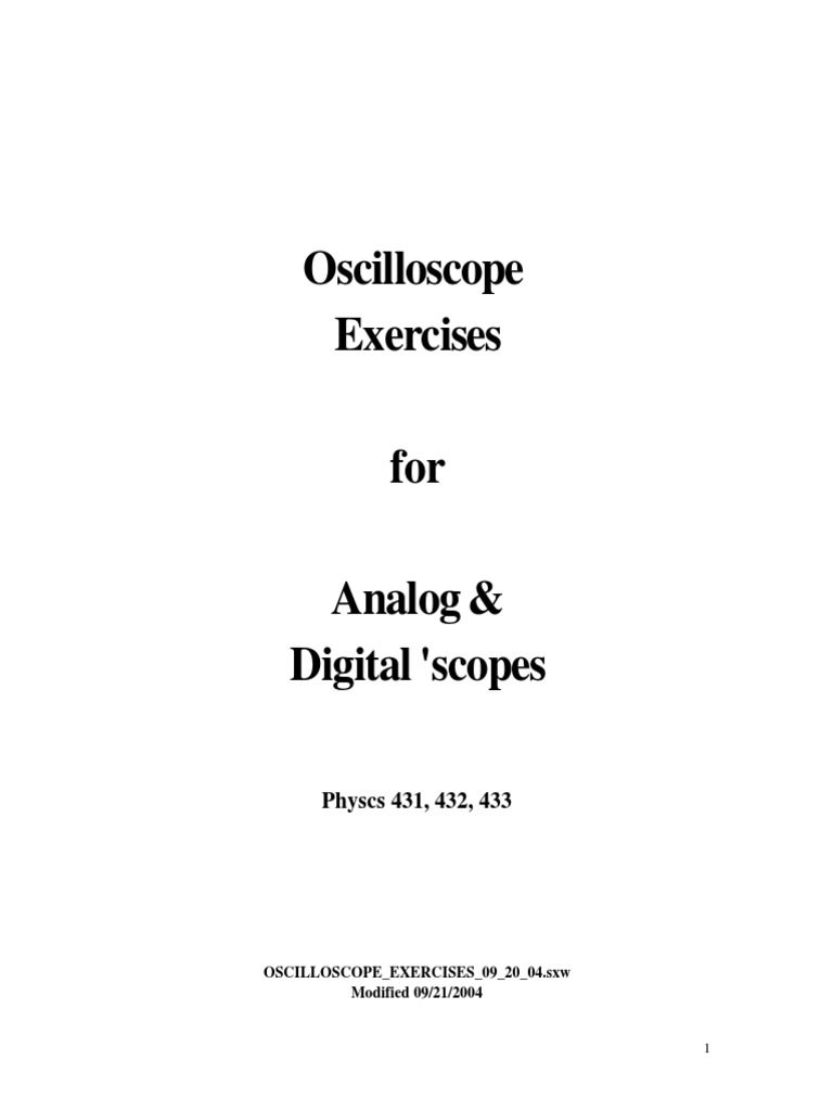 Oscilloscope Exercises Physcs 431, 432, 433 PDF Sampling (Signal