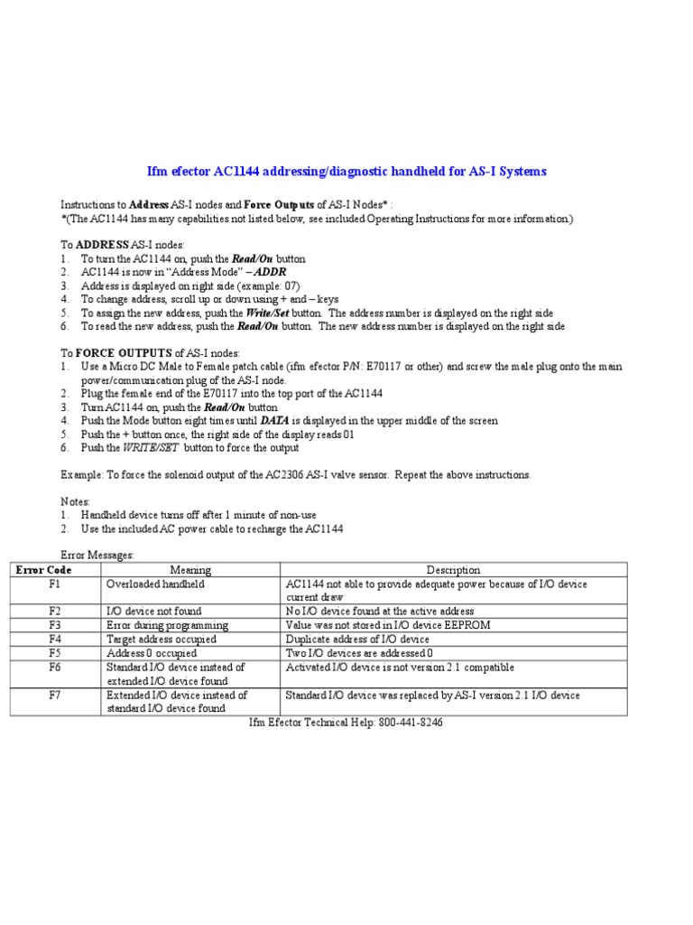 AC1144 Handheld AS-I Addressing Guide | PDF | Input/Output | Areas Of ...
