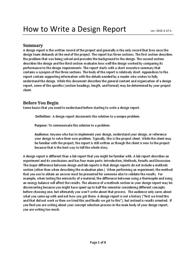 How To Write A Design Report PDF | PDF | Prototype | Citation