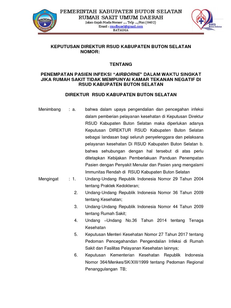 Sk Penempatan Pasien Airborne