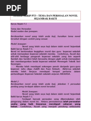 Contoh Jawapan Novel Sejambak Bakti Pdf