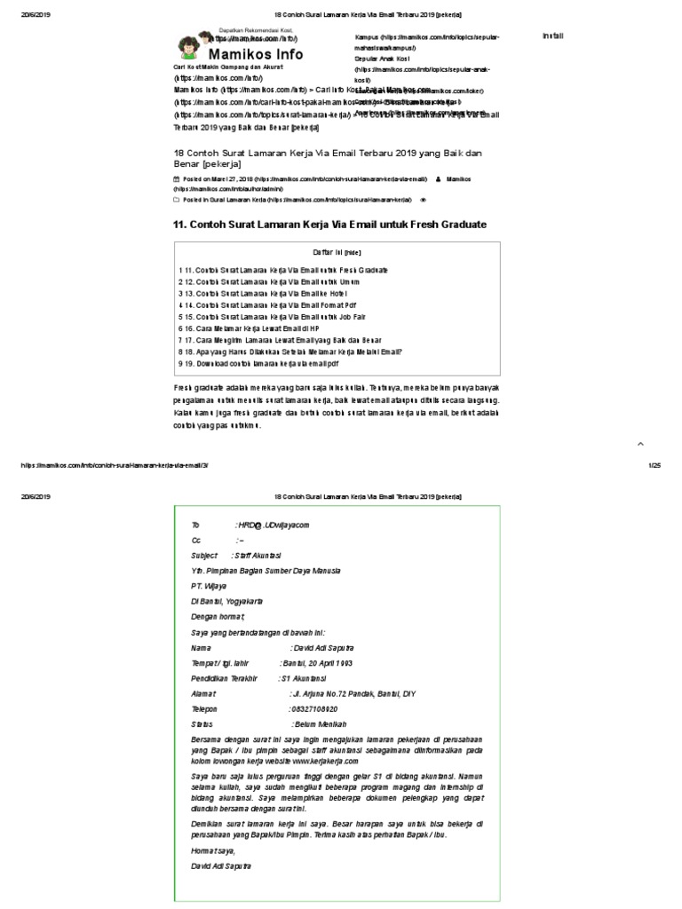Download 69+ Contoh Surat Surat Lamaran Kerja Melalui Email Gratis