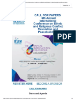 CALL For PAPERS 2019 Annual International Conference On Ethnic and Religious Conflict Resolution and Peacebuilding