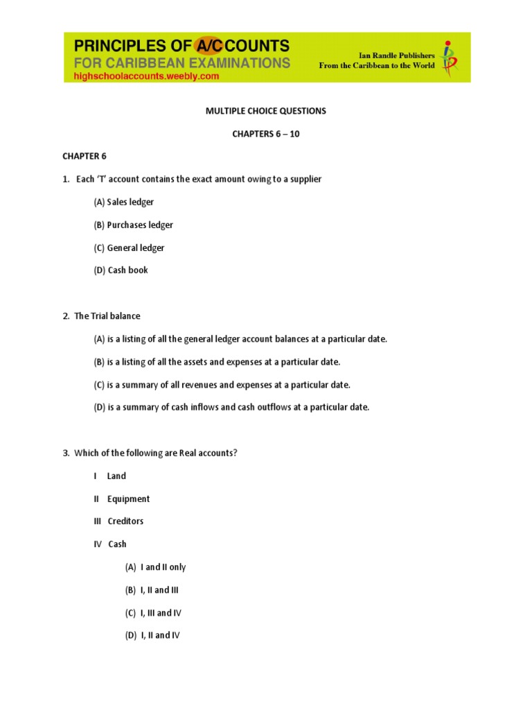 Accounting MCQs: Cash Book & Statements | PDF | Bookkeeping | Debits ...