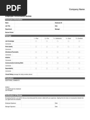 Employee Performance Review Form