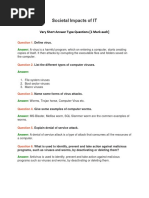 Societal Impacts of IT: Very Short Answer Type Questions (1 Mark Each)