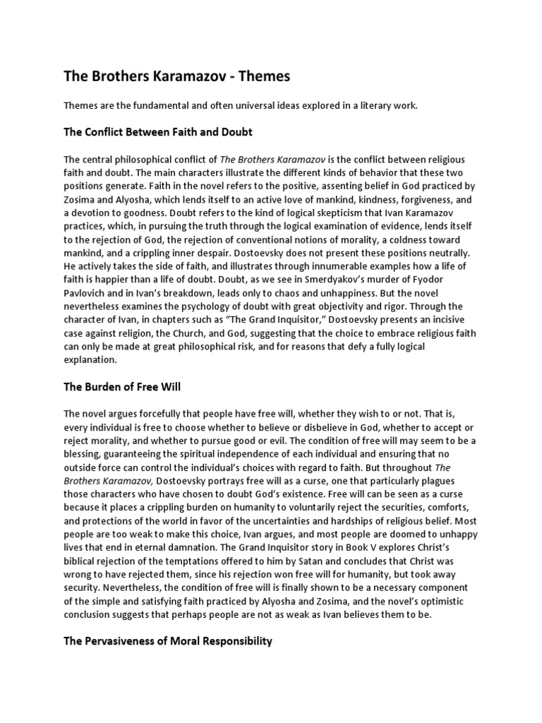 The Brothers Karamazov Themes PDF The Brothers Karamazov