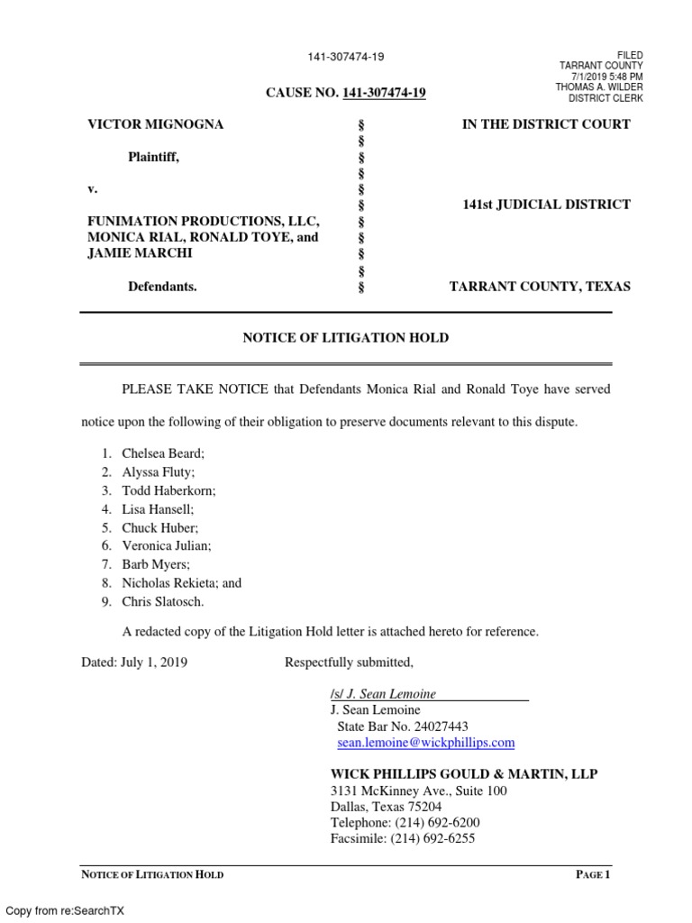Notice of Litigation Hold | PDF | Lawsuit | Government