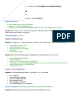 Example Accounting Problems - Solutions