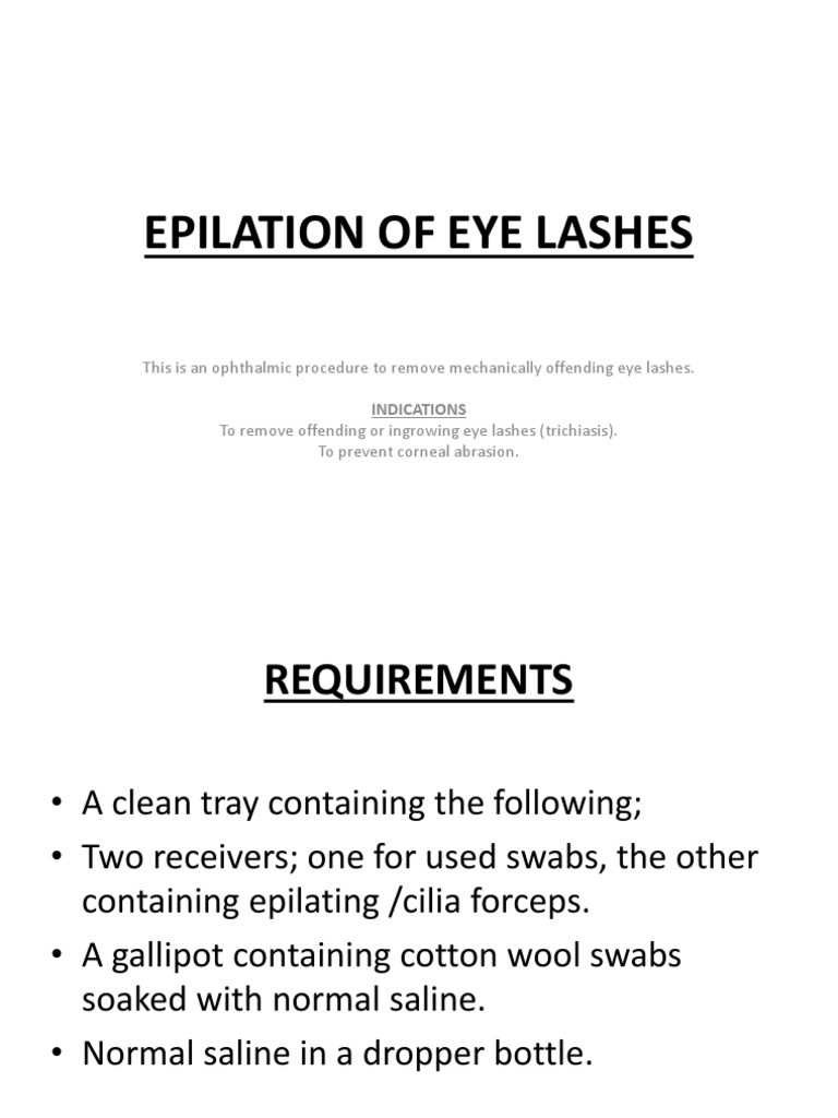 Epilation of Eye Lashes PDF