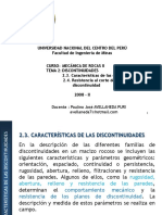 Características de las discontinuidades en rocas