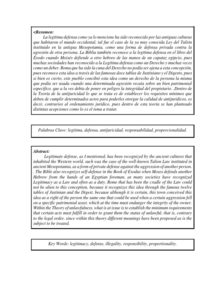 Derecho Penal L Legítima Defensa Descargar Gratis Pdf Derecho