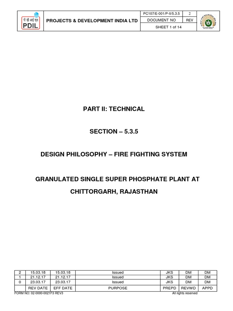 Fire Fighting System Design Philosophy | PDF | Fire Sprinkler System ...