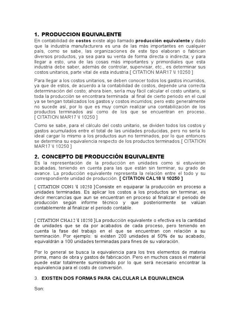 Cálculo de Producción Equivalente en Costos | PDF | Costo | Inventario