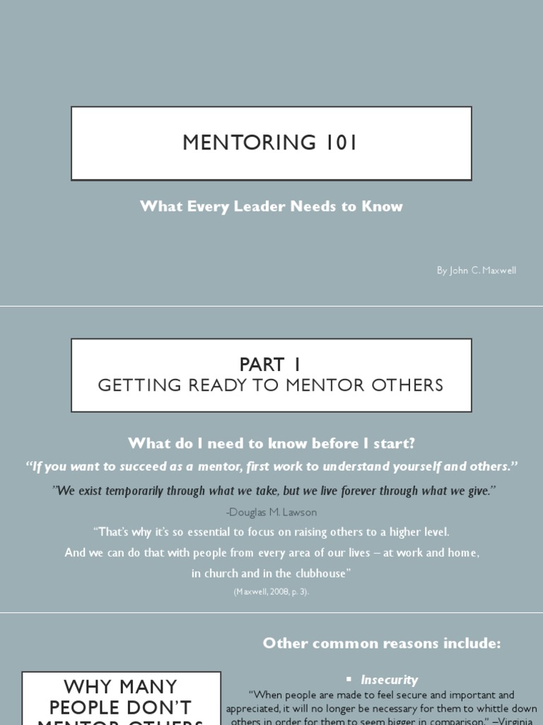 Mentoring 101 Maxwell | PDF | Mentorship | Leadership