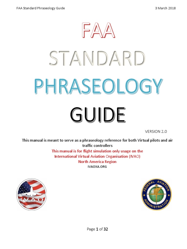 FAA Standard Phraseology Guide | PDF | Air Traffic Control