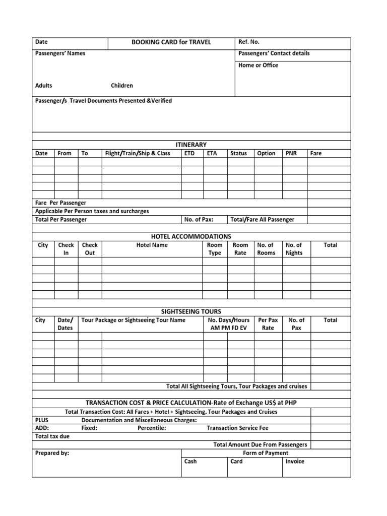 Booking Card For Travel | PDF | Fare | Fee