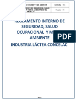 Reglamento interno de SSO y medio ambiente en la industria láctea