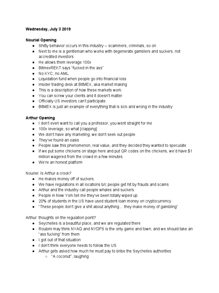 The Tangle in Taipei: Arthur Hayes Vs Nouriel Roubini | PDF | Bitcoin |  Cryptocurrency
