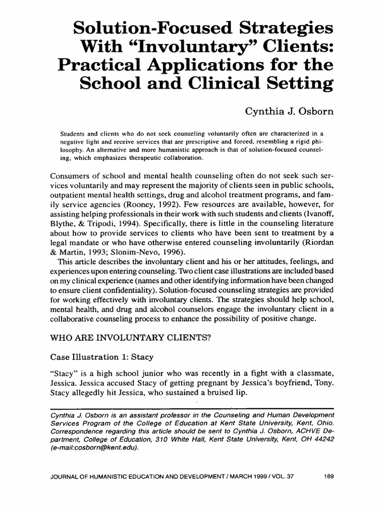 Strategies for Involuntary Clients | PDF | Psychotherapy | Applied ...