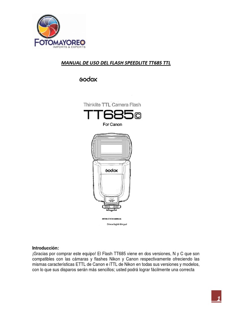 Godox TT685C - ES PDF | PDF | Flash (Fotografía) | Cámara