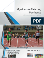 Mga Laro Sa Palarong Pambansa: "Individual and Dual Sports and Group Sports"