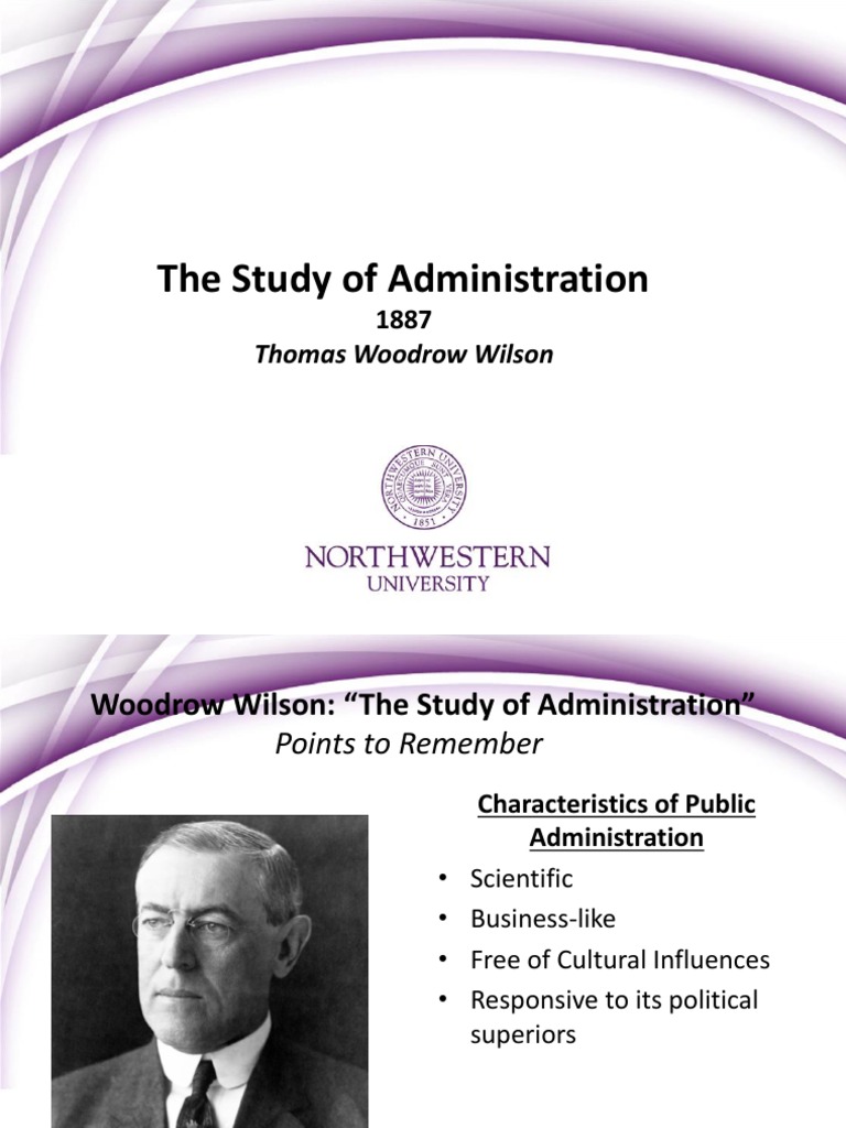 The Study of Administration Thomas Woodrow Wilson PDF No Child