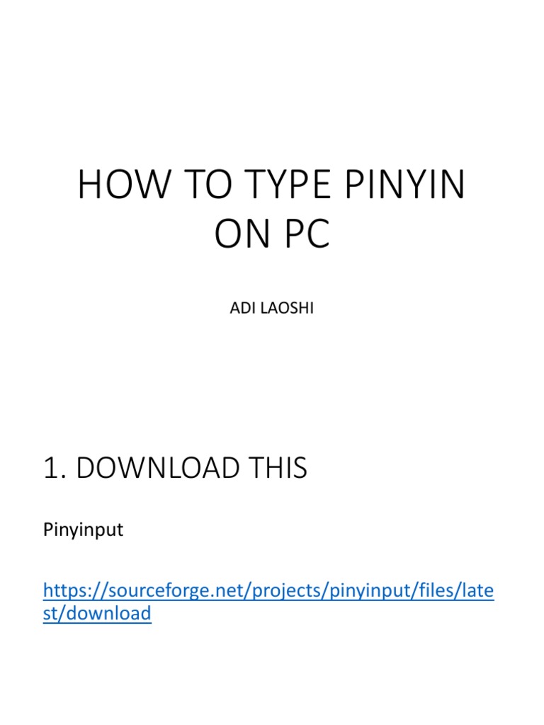 How To Type Pinyin On PC PDF