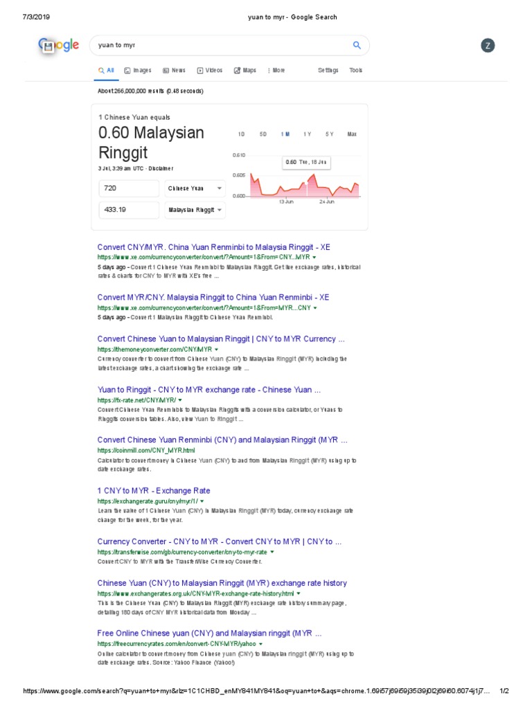 0.60 Malaysian Ringgit: 1 Chinese Yuan Equals | PDF | Renminbi |  International Finance, image size:768x1024