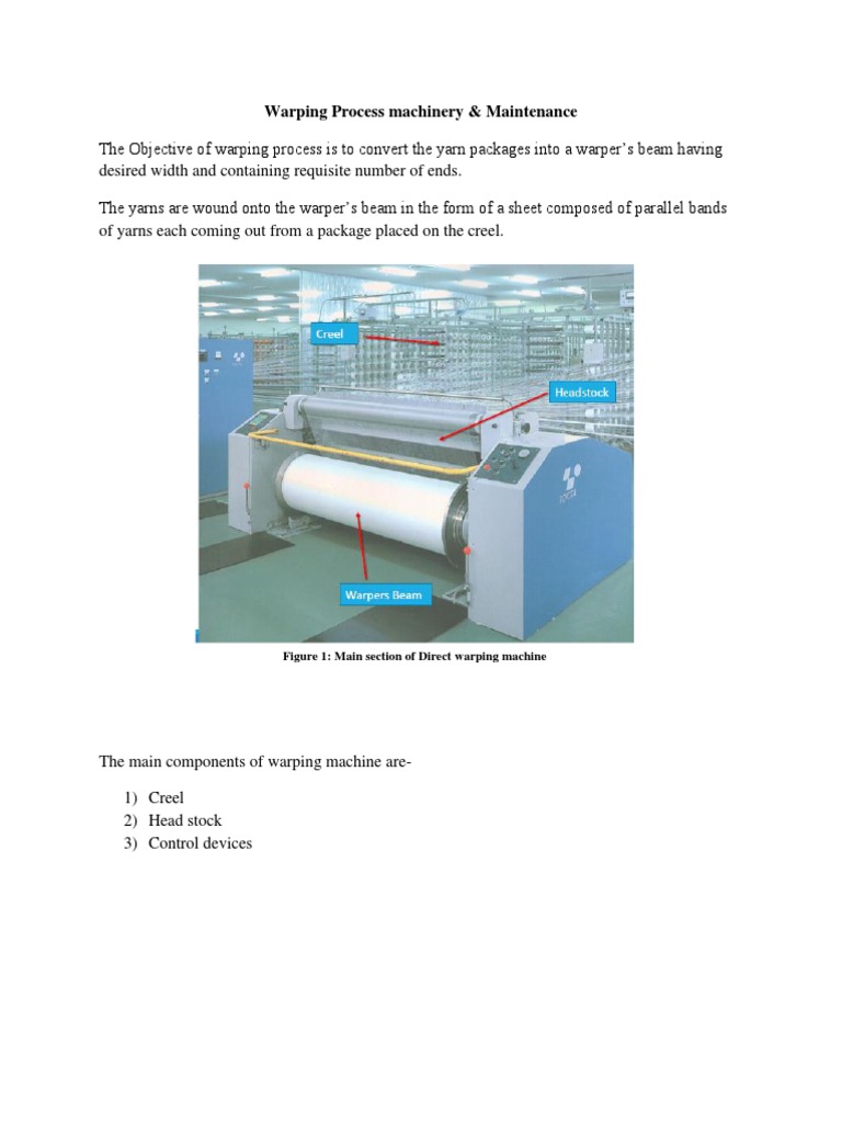 Warping Machine Components and Process | PDF | Yarn | Machines