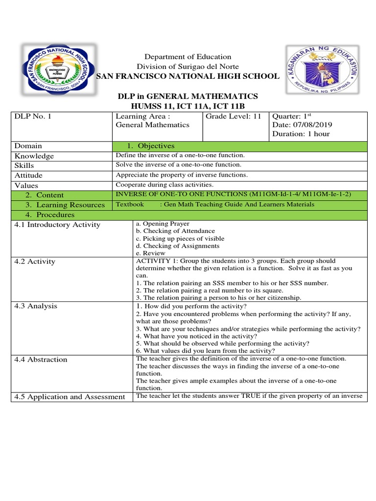Gen Math Inverse 1 | PDF | Function (Mathematics) | Teachers