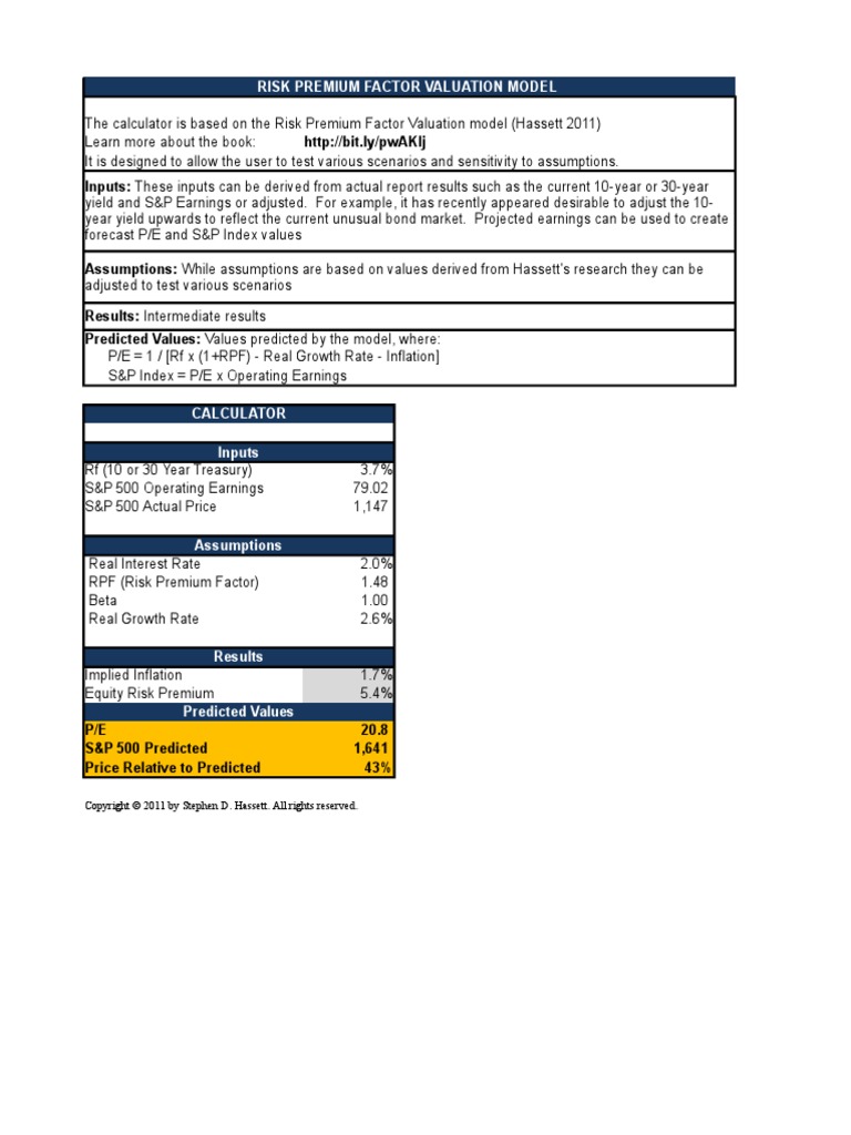 RPF Calculators | PDF | Valuation (Finance) | Price–Earnings Ratio